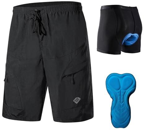 Santic Pantaloncini Ciclismo Uomo Pantaloncini Ciclista Imbottiti Pantaloncini Bicicletta con Removibile Mutande Ciclismo Uomo Dentro Nero EU XXL
