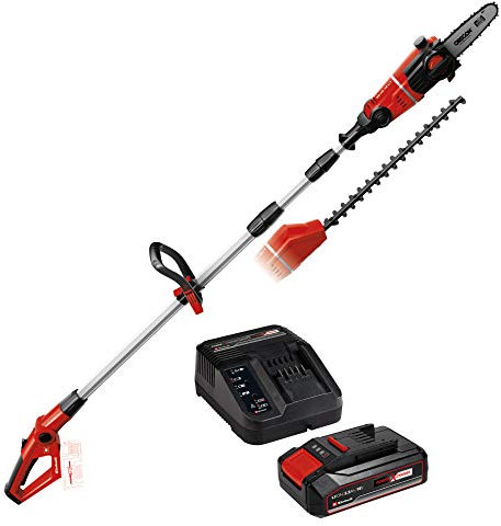 Einhell 3410800 GE-HC 18 Li T Herramienta Multifunción Jardín, Motosierra y Cortasetos, Mango Telescópico Bloqueable, 18 V + Kit para principiantes con Batería 2,5 Ah + Cargador Power X-Change