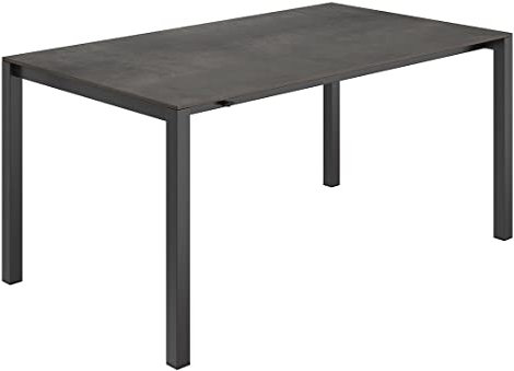 OUTLIV. Ausziehtisch, Edelstahlgestell, HPL Tischplatte, UV-beständig und wetterfest, für 10 Personen, 60/217/267x92cm, Anthrazit/Zement Dunkel