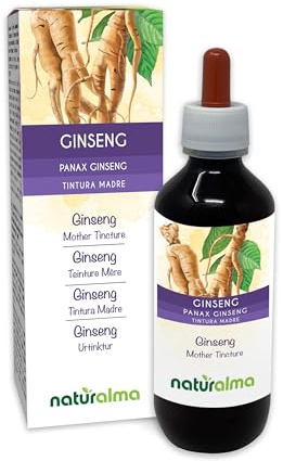 Ginseng (Panax ginseng) rötter Alkoholfri modertinktur Naturalma - Flytande extrakt i droppar 200 ml - Kosttillskott - Vegan