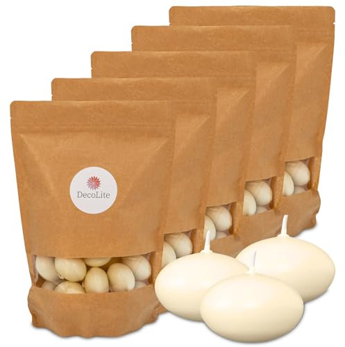 100 Schwimmkerzen Großpack weiß, creme 30/45 mm, 4,5 Stunden schwimmende Teelichter - Kerzen schwimmend, Deko Floating Candles, Ideal für Anlässe/Gastro - Decolite Kerzen, Qualität - ohne Duft (creme)