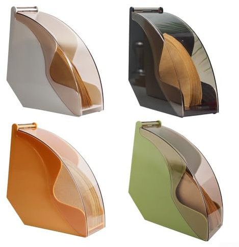 Acrylic Coffee Filter Holder with Dustproof Cover, Storage for 100pcs Coffee Filter Paper (Black)