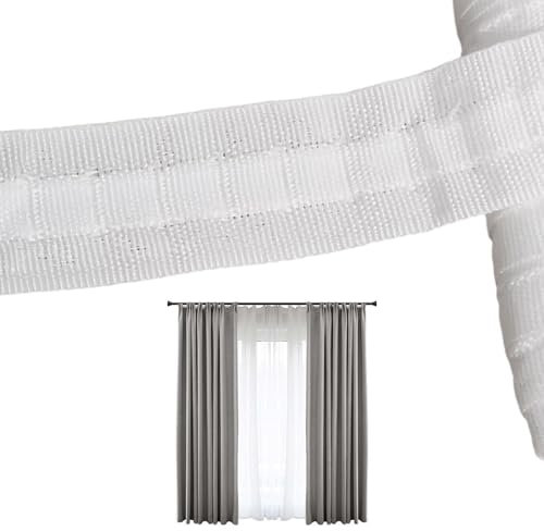 Gardinenband, 30 m x 2.5 cm Polyester Gardinenband, Universalband Kräuselband Faltenband Falten Gardinenband Gardinen Kräuselband zum Aufnähen, Gardinen Überschrift Band für Gardine Haken