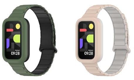 Armband Kompatibel mit Xiaomi Smart Band 9 Active Smartwatch Silikonband, Magnetische Anziehung Band Ersatz Uhrenarmbänder Weiche Silikon Sport Armbänder (2B,239.6MM)