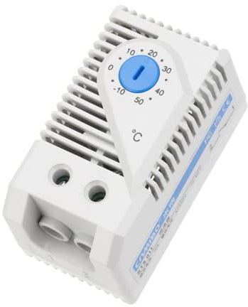 QUARKZMAN Termostato a Interruttore Meccanico KTS011 per Armadietto -10-50°C Regolabile Normalmente Aperto (N.O) Interruttore di Controllo Temperatura