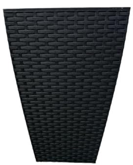 Tamersgifts Tall Square Plastic Rattan Indoor/Outdoor Planters (Black Tall Rattan Planter 35cm Diameter x 55cm Height)