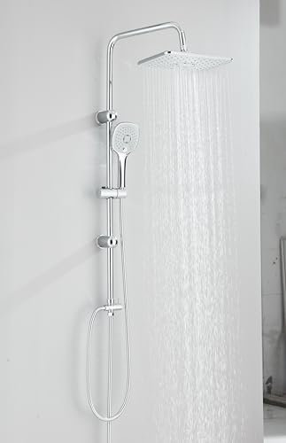 Cesinkin Duschset ohne Armatur Regendusche Duschsystem mit 30X20cm Überkopfbrauseset und 2 Funktionen Handbrause Edelstahl Duschsystem Chrom