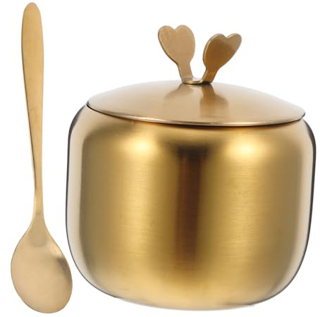 HOLIDYOYO Contenitore Spezie in Acciaio Con Coperchio e Cucchiaio Barattolo Per Condimenti Scatola Per Spezie e Zucchero Per Cucina e Casa