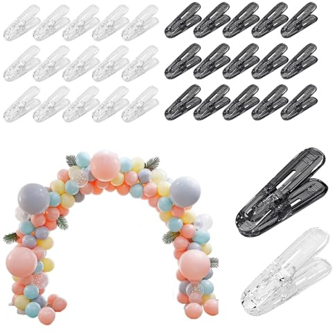 30 Pack Balloon Arch Clips Plastic Transparent Spring Clamps 2.4 Inch Heavy Duty Clip for Balloon Arch Kit Birthday Decoration Crafts Backdrop Woodworking Photography Studios
