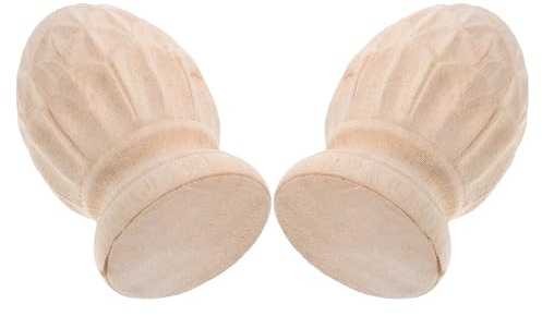 Alipis Remate de Piña de Madera Maciza Tallada a Mano 2 Piezas 8X12 CM Accesorio Decorativo para Postes de Escalera y Columnas Tapa sin Terminar para Bricolaje y Decoración Europea