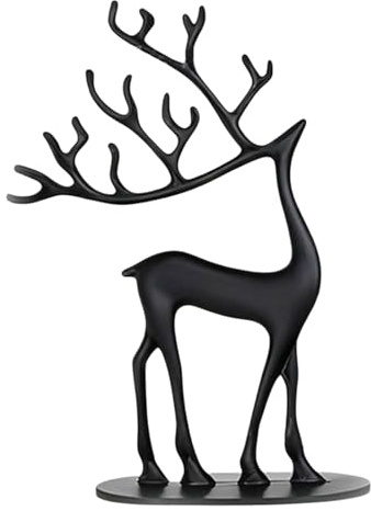 Stoolzfaid Figura De Ciervo De Metal,Estatuas de Renos,Figuras De Renos De Metal De Navidad,estatuas de Renos Negro,Moderno,decoración navideña de Renos,Esculturadecoraciones navideñas para Mesa