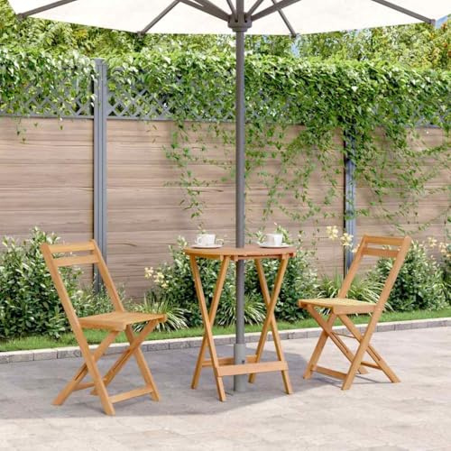 Owoxanthellate Table de jardin pliable 60 x 75 cm en bois d'acacia massif avec trou de parasol de 50 mm - Design résistant aux intempéries - Peu encombrante - Pour terrasse, camping et petits balcons