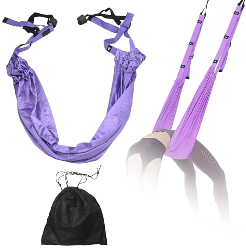 Hoypeyfiy Aerial Yoga Strap, Adjustable Door Yoga Sling, Suitable for Home Use, Perfect for Stretching, and Fitness, Supports Up to 200kg, Made of Polyester Cotton (Pink)