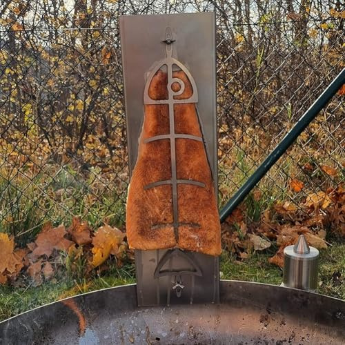 Parrilla de salmón para barbacoa, parrilla de llama sin olor para cuencos de fuego y fiestas de camping al aire libre, apto para lavavajillas, 52 x 11,5 cm
