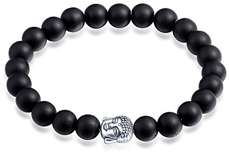 Feilok Buddha partnerarmband, armband, äkta naturstenar, chakraarmband, stretch, pärlarmband, armband, armband, vänskapsarmband, BFF-kedjor för män och kvinnor, 19 cm, Sten Metall