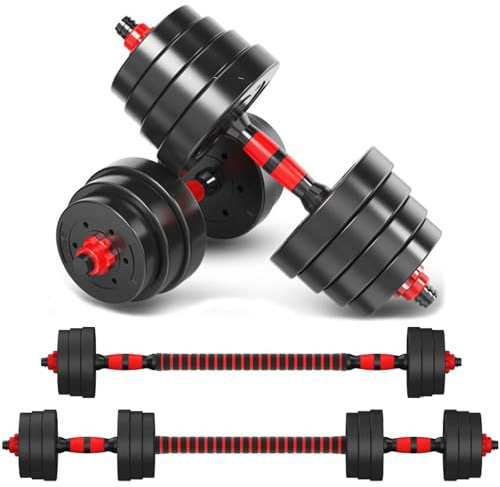 Wonduu Juego De Mancuernas 2 En 1 Con Barra Ajustable 40 Kg