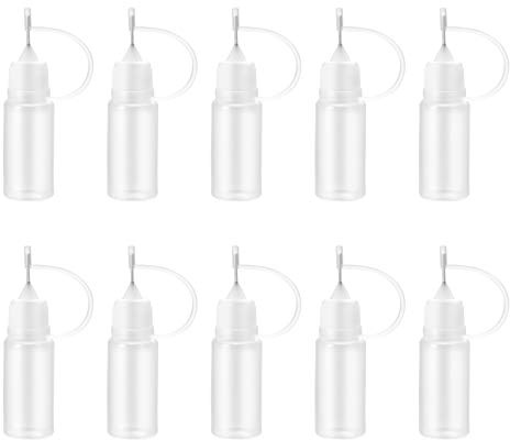 Yibaijia 20 Pcs Precision Tip Applicator Bottles, 10 ml Liquid Dropper Filling Bottles, Needle Tip Glue Bottle for DIY Quilling Craft, Oiler Bottle, Small Gluing Projects, Acrylic Painting