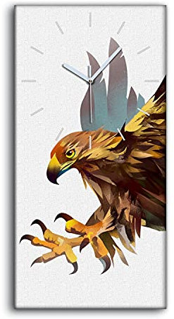 Coloray Uhr auf Leinwand - Weiße Hände - Segeltuch Dekoration Wand Uhr Ohne Tickendes Geräusc Wohnzimmer Kunst - Tiervogel Eagle Kunst