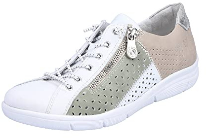 Rieker Damen L7465 Sneaker, White Pistachio White Ginger Fog Silver L7465 91, 36 EU