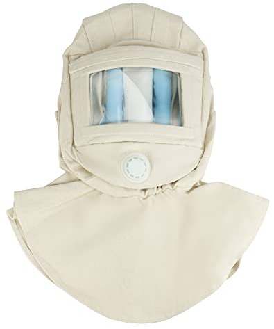 QWORK Sand Blasting Hood Cap, Shawl Sandblaster Protective Gear Mask, Anti Dust/Wind Sandblasting Tool Mask, Heat / Cut / Scratch Resistant Neck Protector, White
