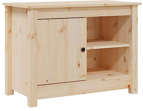 vidaXL Solid Pine Wood TV Cabinet- Brown Wooden Media Unit With Storage- Rustic Modern TV Stand for Living Room- Bedroom- 70x36.5x52 cm.