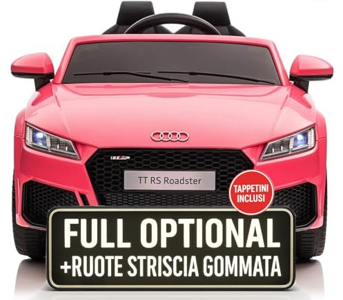 Macchina Elettrica Per Bambini Audi TT RS Roadster Full Optional con TAPPETINI Auto Elettrica Per Bambini Telecomandata Sedile In Pelle Porte Apribili Doppio Motore Elettrico 12V TOYSCAR Rosa