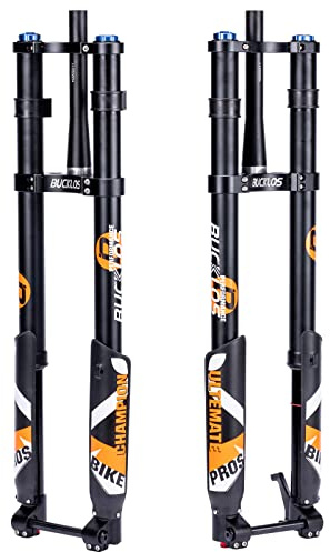 BUCKLOS 【UK STOCK 26/27.5/29 inch Electric Mountain Bike Air Suspension Inverted Downhill Fork，Thru Axle Boost 15x110mm Travel 140/180mm Rebound Adjust 1-1/8 Straight Tapered Disc Brake