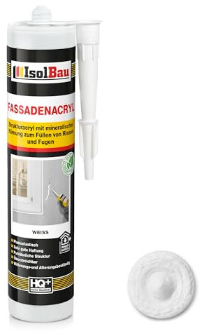 Isolbau Fassaden-Acryl - Acryl-Dichtstoff mit Körnung zum Füllen von Rissen & Fugen im Innen- & Außenbereich - Weiß, 1 x 300 ml Kartusche