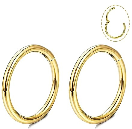 DAILI Anneau de nez en titane doré, 18G, bijoux de piercing au nez en argent, petites boucles d'oreilles en acier inoxydable, hélice, tragus, cartilage, conque, daith, septum, piercing pour lèvre