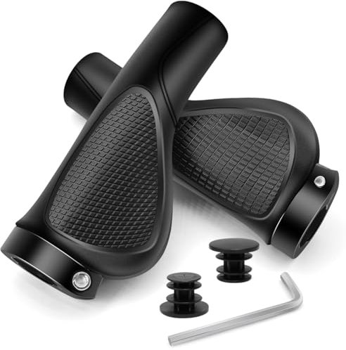YERUUE Fahrradgriffe Ergonomisch Fahrrad Griffe aus Rutschfestem Gummi Lenkergriffe für 22mm Fahrrad, Mountainbike, Rennrad Lenker Griffe, schnelle Montage (Schwarz)