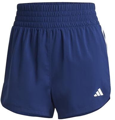adidas Damen Pacer Training 3-Stripes Woven High-Rise Shorts, Dark Blue/White, L Long