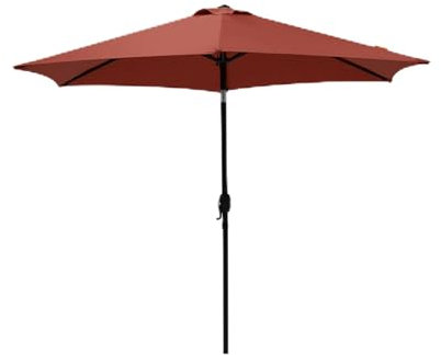 JJ. Parasol droit rond inclinable Juanito Ø270 cm Parasol droit Ø2,7 m Meilleur rapport qualité/prix Ouverture avec manivelle Rouge oxyde