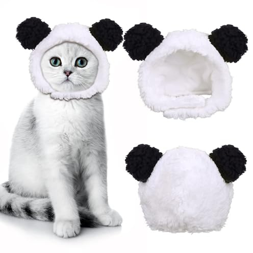 Cappello Gatto, Cappello Caldo per Animali Domestici Carino Cappellino Cane per Gatti e Cani di Piccola Taglia, Accessori Costume (Bianco Nero)