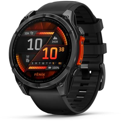 Garmin fēnix® 8 – 47mm, AMOLED, Premium Multisport GPS Smartwatch, Long-Lasting Battery Life, Dive-Rated, Built-in LED Flashlight, Slate Gray with Black Band (Renewed)