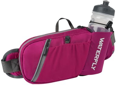 Waterfly Bum Bag Waist Packs: Fanny Pack with Water Bottle Holder Running Pouch Ultra Light Runner Belt for Hiking Camping Climbing Travel Cycling and Dog Walking, Rose Red