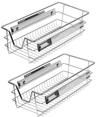 Monucep Teleskopschublade Küchenschublade 2×30cm, Küchenschrank Korbauszug teleskopschublade nachrüsten,Vollauszug Schublade Schrankauszug Schublade