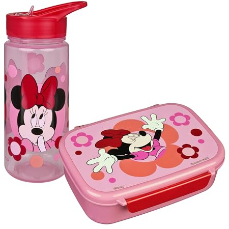 Scooli - Minnie Mouse-set för barn: matlåda + flaska, perfekt för skola/förskola, från 4 år