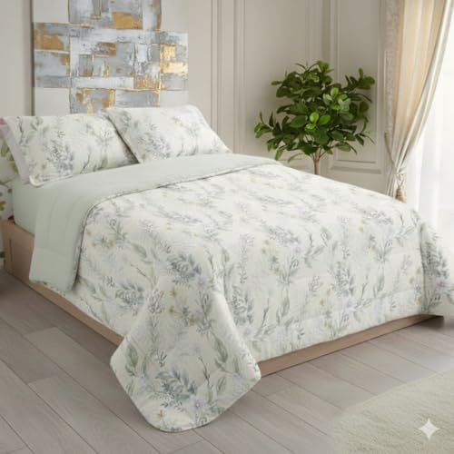 HaraDeco Edredón Sherpa Reversible Invierno 230x270 cm - Colcha Térmica con Borreguito 430gr para Cama 135, Boutí Estampado Incluye Fundas Almohada 50x70 cm para Entretiempo y Inviernos