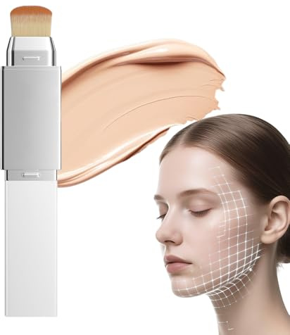 Farbverändernder Foundation-Stick, 2026 Neuest Abdeckcreme-Stick, Primer Makeup, Natürliches Gesichts-Make-Up Für Alle Hauttypen Schminke, Deckkraft Cntouring Stick Mit Bürste (1, Natur)