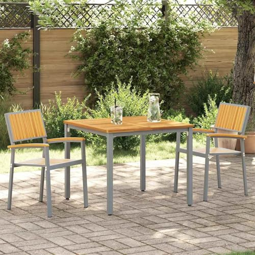 Mengtu Stacking Chair, Brown Garden Chair for Group Gatherings and Leisure Activities, 56 x 57 x 87 cm, Solid Acacia Wood, Patio Outdoor Terrace Seating