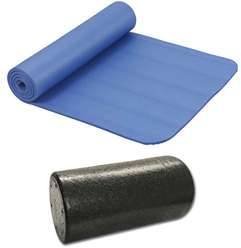 HAC24 Set Gymnastikmatte 190cm x 60cm x 1cm & Gymnastikrolle Yogamatte Yogarolle Sportmatte Faszienrolle