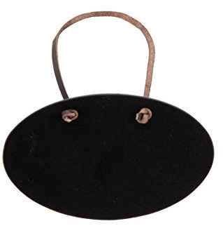 SECURIT - Set da 6 Etichette per Bottiglie - Per Pennarelli a Gesso Liquido - Per Caffè, Ristoranti, Bar, Negozi - Ovale - Cordone e 1 Pennarello Bianco Incluso - 4,5x6,5x0,2cm