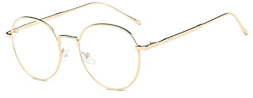Flydo Gafas Luz Azul Mujer Gafas para Pantallas de Ordenador anti Luz Azul Gafas Gaming Redondo Metal Ordenador