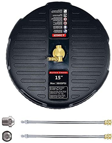 Limpiador de superficies para lavadora a presión, limpiador de superficies a presión de 15 pulgadas para lavadora a gas y eléctrica, 3600 PSI, para caminos de entrada y pavimentación de áreas planas