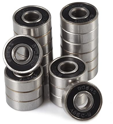 SPEEDWOX Lot de 20 roulements à billes 608 RS à double joint en caoutchouc - Roulements miniatures en acier au carbone à rainure profonde pour skateboard, longboard, roller - Noir