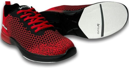 Pyramid - Zapatillas de bolos Path Lite Seamless Mesh para hombre, diseño sin costuras ligero, ajuste deportivo, empeine de punto transpirable, suelas deslizantes universales., Rojo/Negro, 41.5 EU