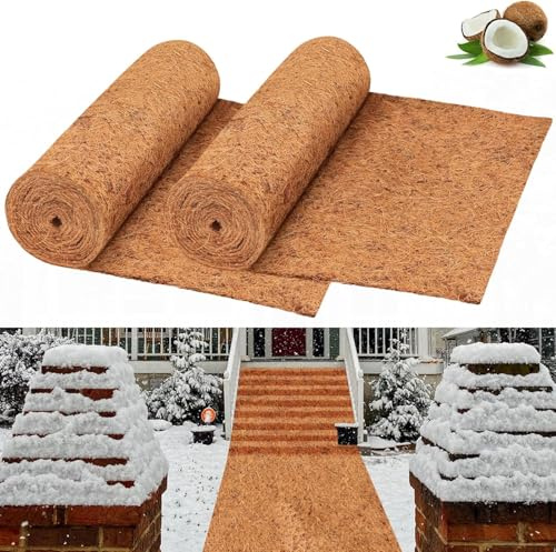 Riare 2 Pack Non-Slip Coconut Fiber Ice and Snow Carpet Mat | Waterproof Outdoor Coconut Fiber Carpet Anti-Slip Coir Carpet Runner for Walkways, Front Door, Stairs