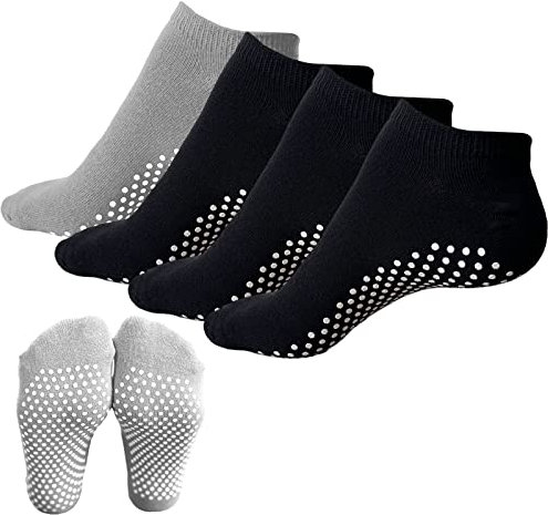 KEYRI Chaussettes Pilates Yoga Chaussettes Antidérapantes/Antidérapantes, Chaussette Antidérapante Pour Femmes Et Hommes Pour Arts Martiaux Barre Ballet Fitness,Taille Unique (3 Noirs + 1Gris)