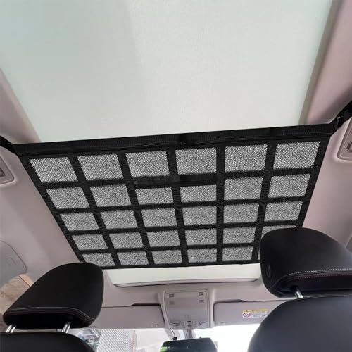 Filet de Rangement de Toit Voiture Grande Capacité, Sac de Toit pour Voyage et Organisateur (Noir) 90x65cm