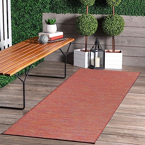Jimri In- & Outdoor Teppich - Wetterfester Teppich für Balkon, Terrasse, Garten, Wohnzimmer, Küche - Strapazierfähiger Bodenteppich, Widersteht UV-Strahlen & Wasser - Größe 60 x 180 cm, Regenbogen